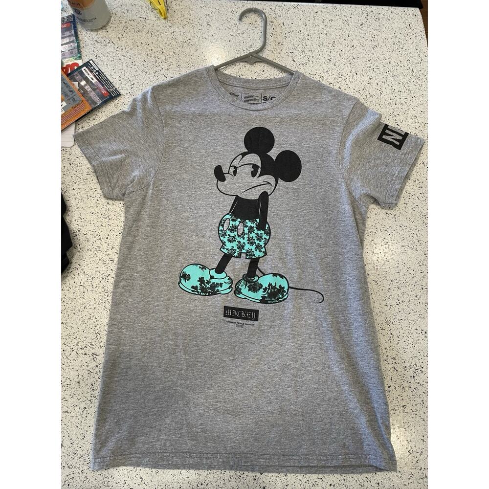 NEFF x Disney Mickey Mouse Tee – Heather Gray Floral Graphic Small Saaw2gty